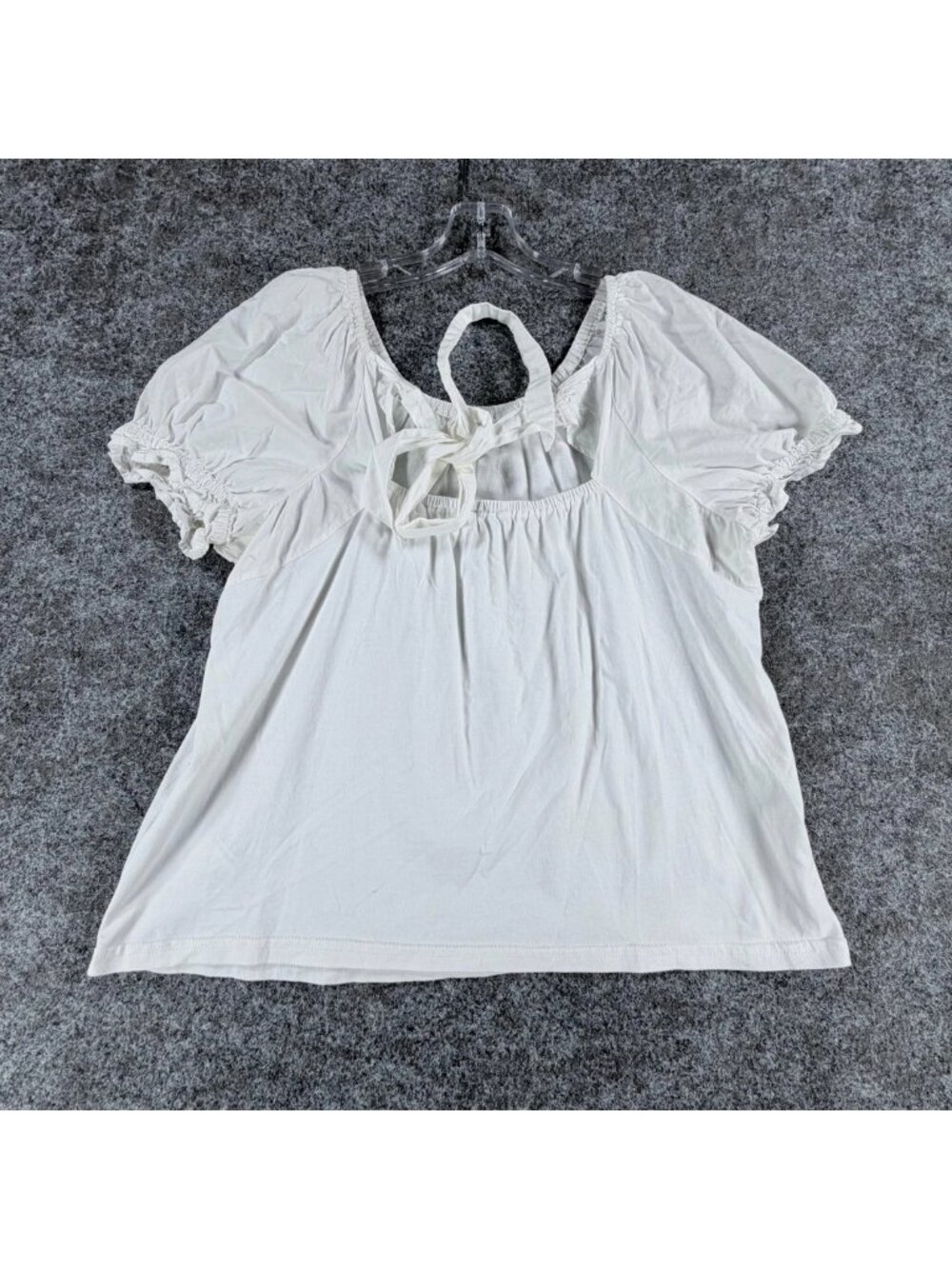 J. Crew Tie-Back Top Womens M White Cotton‎ Scoop Neck Puff Sleeve Loose Fit